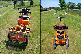 FoxiBikes Sitibike 1.7: bagageruimte voorin en achterop (i.c.m. optioneel bagagerekje), 
'vaste' voorwielen voor stabiliteit, sturende geveerde achterwielen 